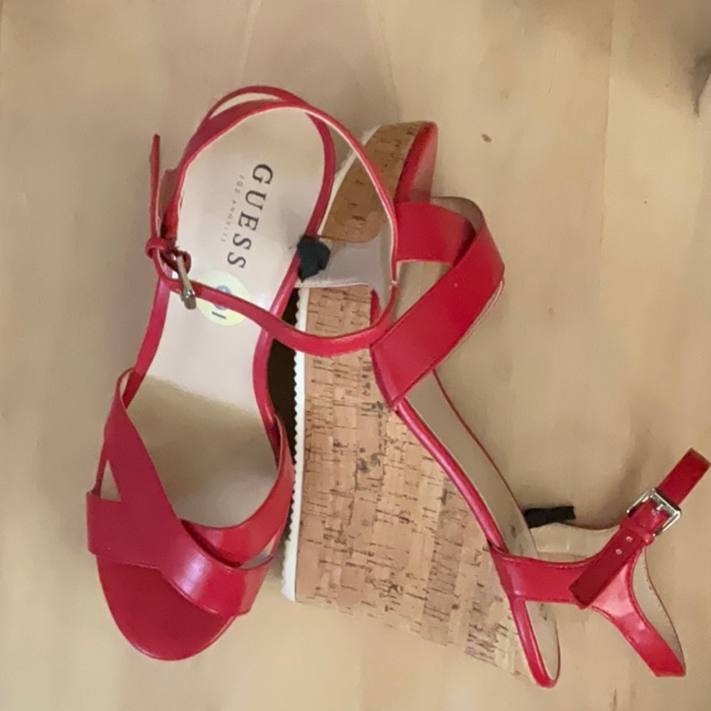 GUESS Women's Red Wedge Sandals